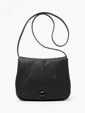 Erda Vintage Crossbody Bag Silver Hardware Leather Black 9x9